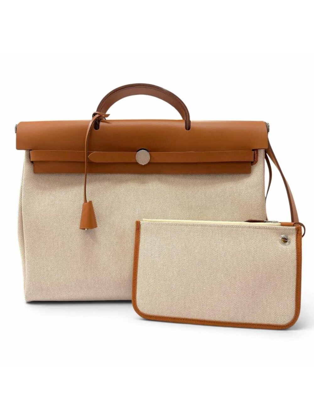 Hermes Herbag Zip Messenger 39 Vache Hunter Toile H Silver Forbe Natural